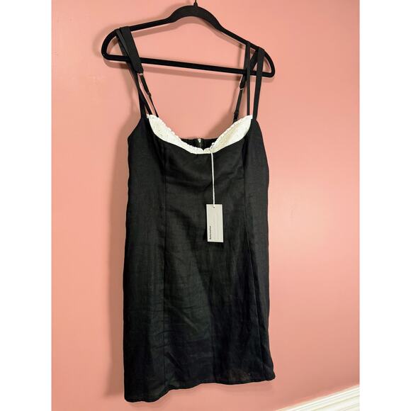 Reformation Lovella Linen Dress in Black Size 10 - Picture 5 of 7